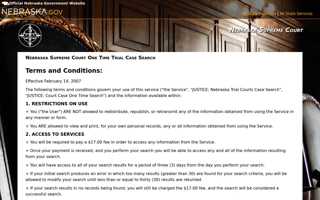 Dodge County docket search JUSTICE terms and conditions