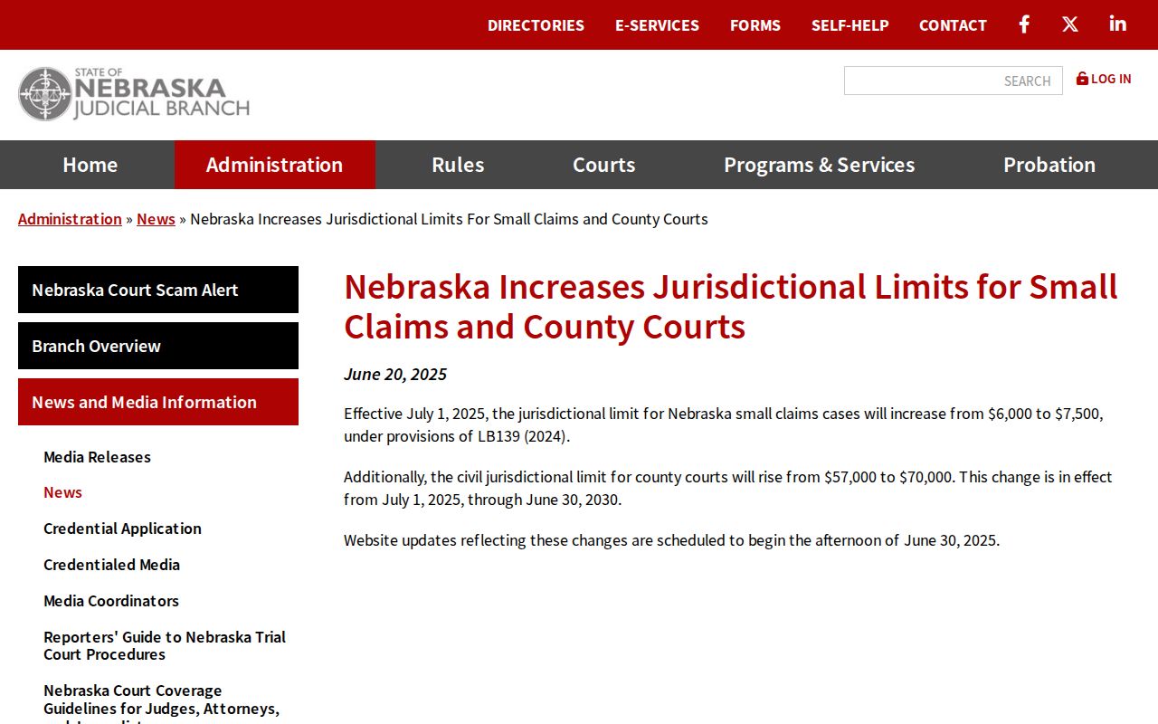 Dodge County civil court dockets jurisdiction limit update