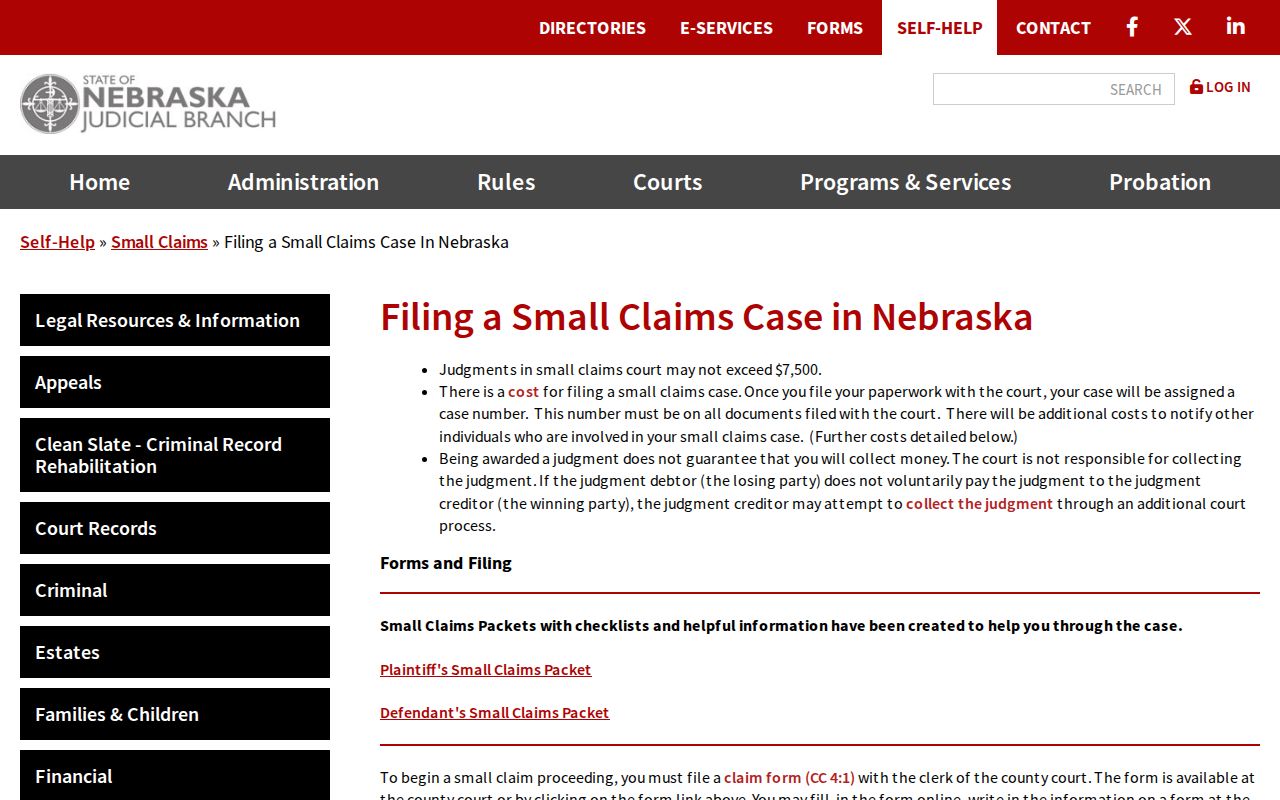 Dodge County civil court dockets small claims filing instructions