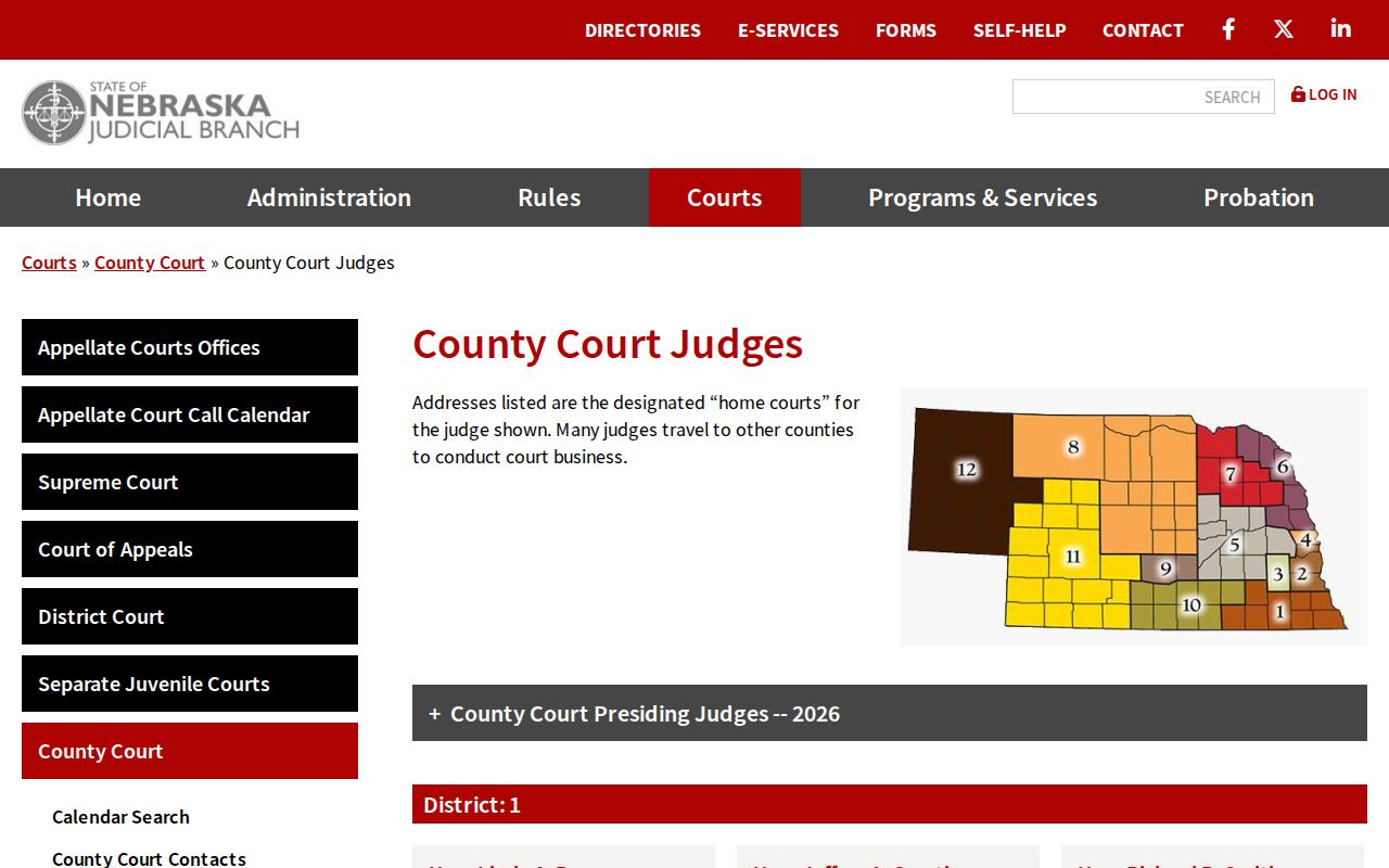 Dodge County court schedule Sixth Judicial District presiding judge directory