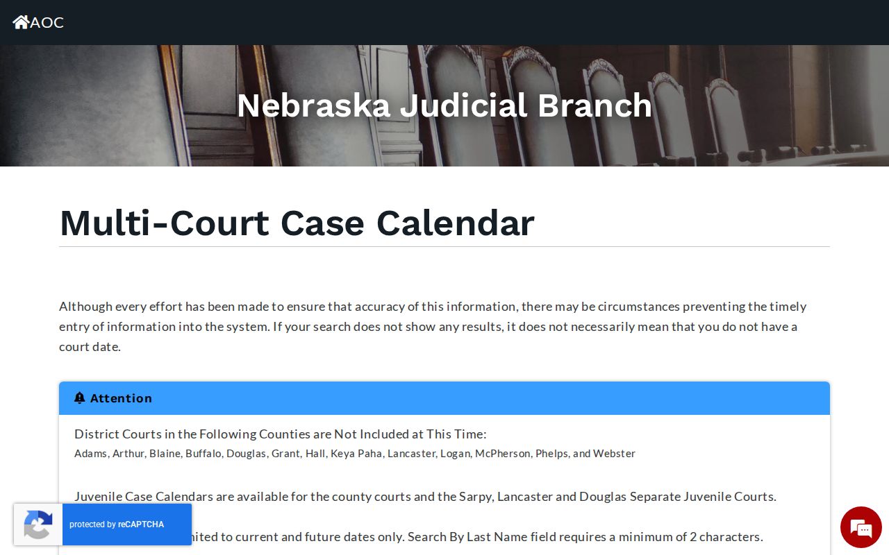 Dodge County court schedule Multi-Court Case Calendar search controls