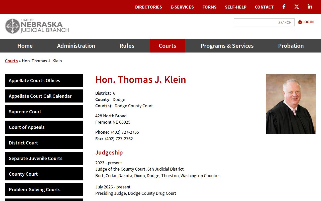 Dodge County court schedule County Court judicial contact page