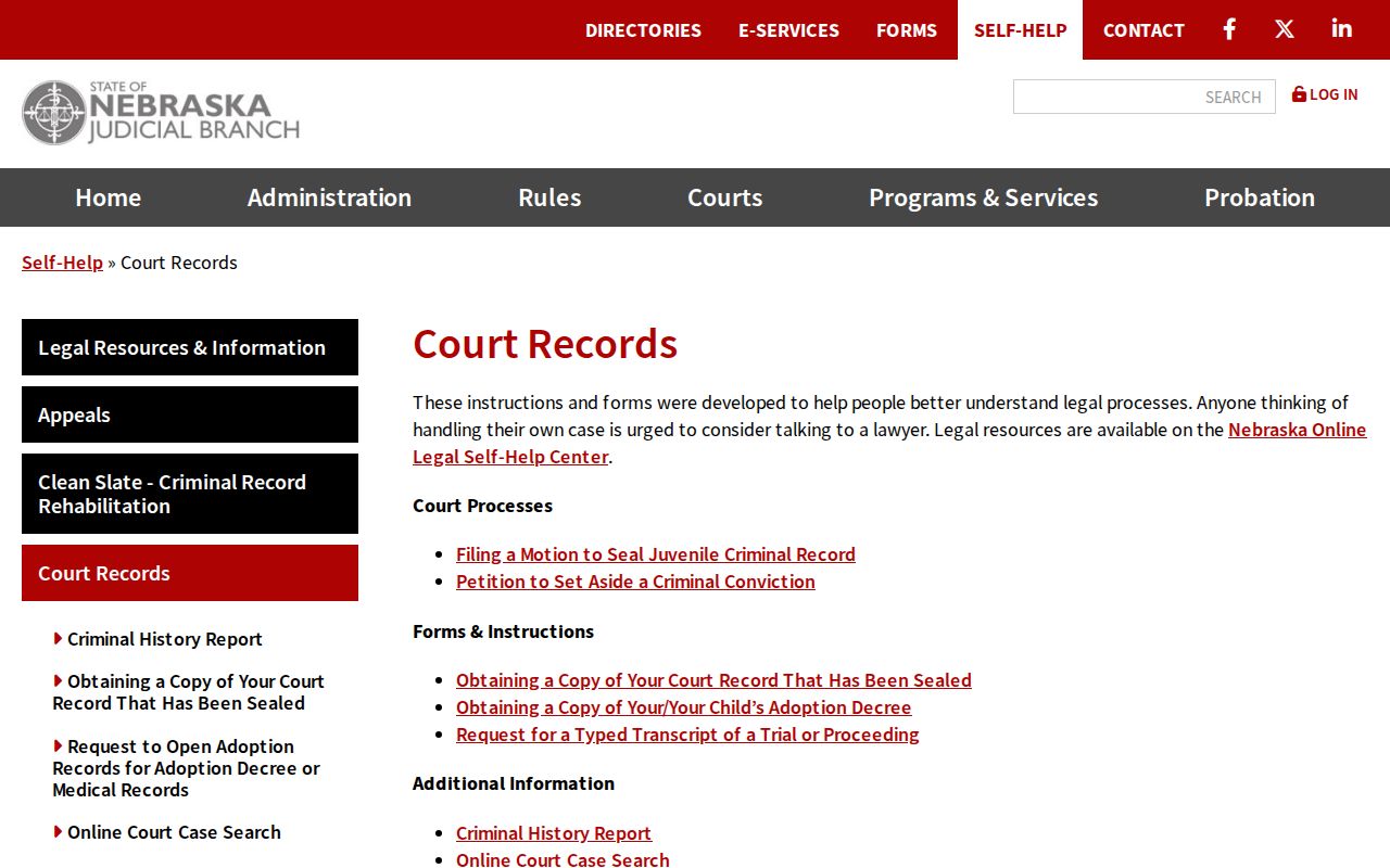 Dodge County court records Nebraska Judicial Branch court records resources