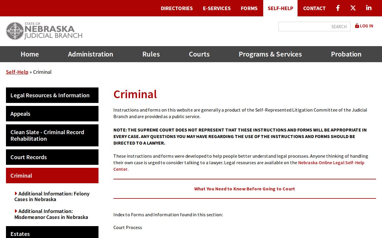 Dodge County criminal court dockets criminal self-help information