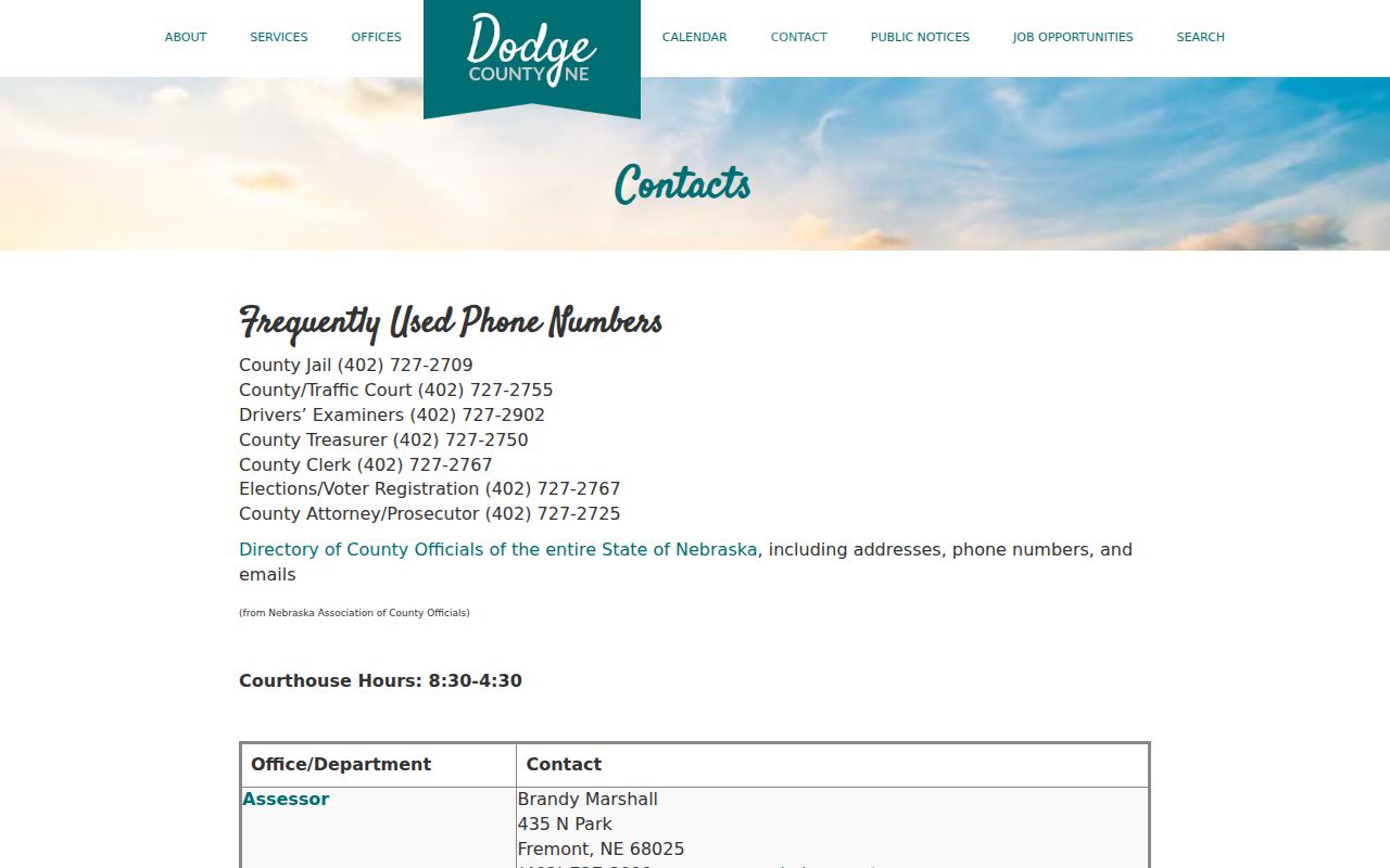 Dodge County court docket and county government contact distinctions