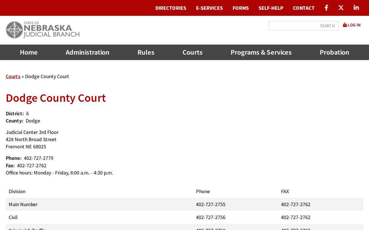 Dodge County court docket County Court contact and clerk information