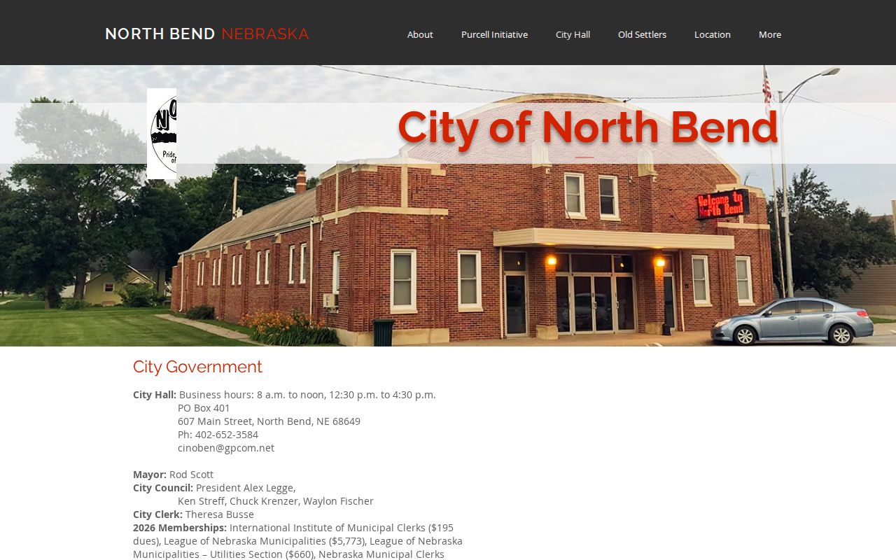 North Bend court records context showing the official City Hall contact and municipal information page