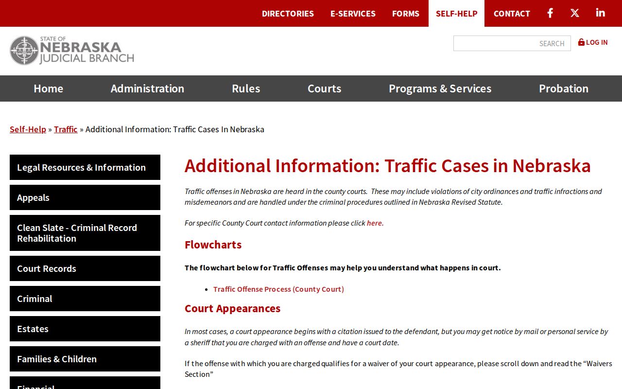 Dodge County traffic court records Nebraska traffic case guidance