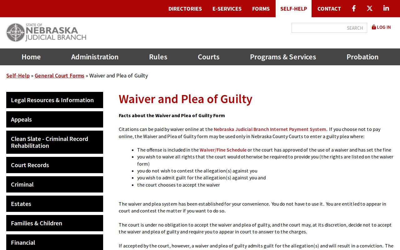 Dodge County traffic court records waiver and plea of guilty instructions